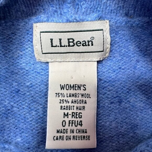 L.L. Bean Women's Wool Angora Blend Turtleneck Sweater Light Blue Size Medium - Picture 4 of 6